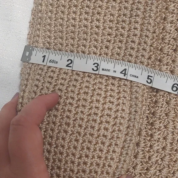 The Sak Tan Crocheted Stitch Purse Handbag Two Shoulder Straps Tan Lining - Picture 9 of 9